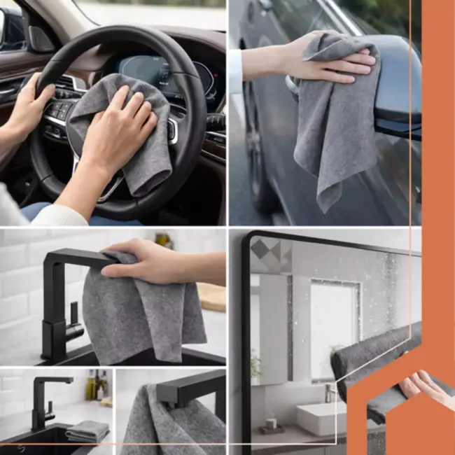 Ruhhy Grijze microvezel raamdoeken 40 x 50 cm set van 3 voor streeploos reinigen