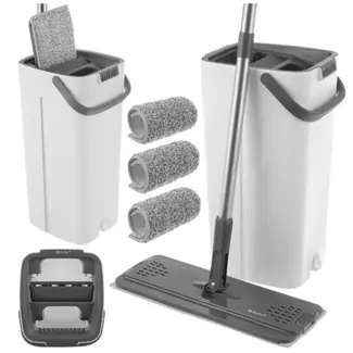 Ruhhy Dubbele emmer mop 8,5 L met wringer en 3 mophoezen voor hygiënisch 360° dweilen