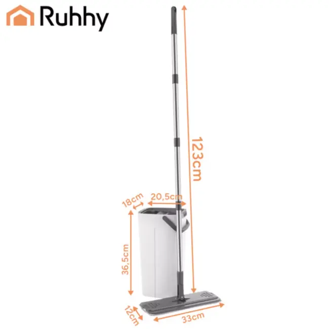 Ruhhy Dubbele emmer mop 8,5 L met wringer en 3 mophoezen voor hygiënisch 360° dweilen