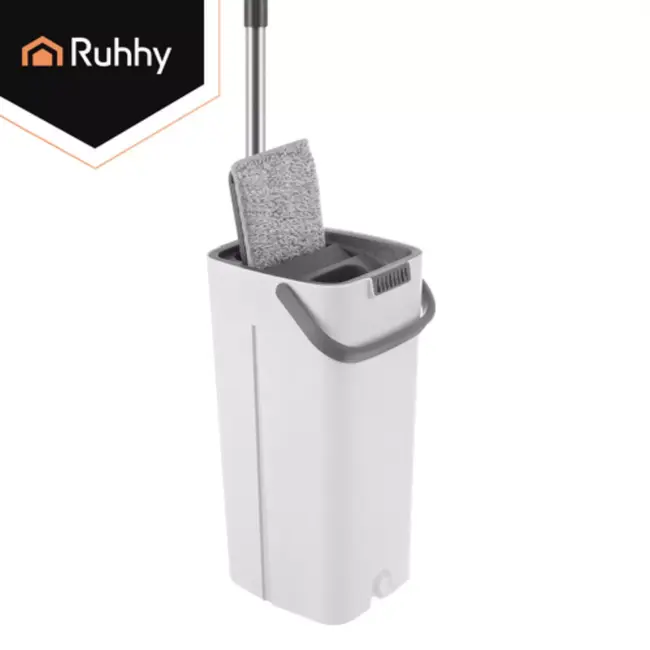 Ruhhy Dubbele emmer mop 8,5 L met wringer en 3 mophoezen voor hygiënisch 360° dweilen