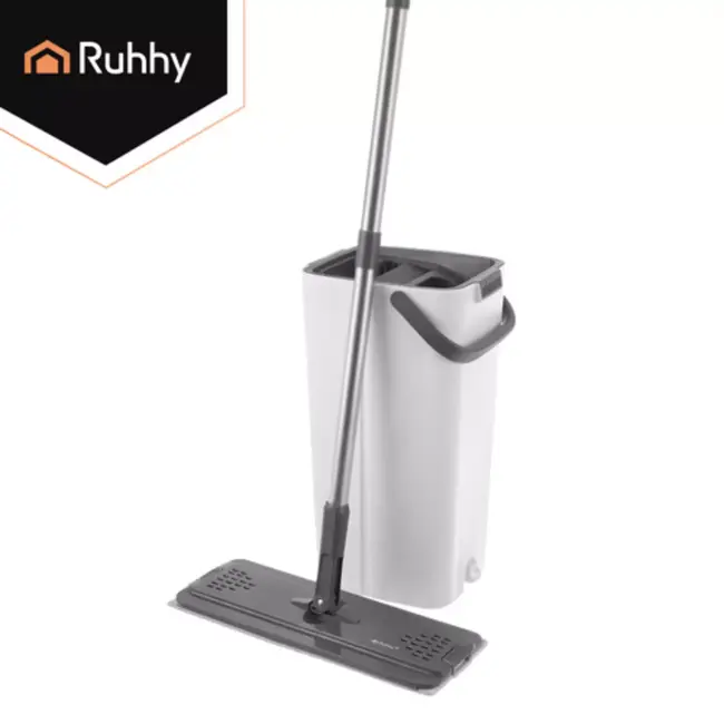 Ruhhy Dubbele emmer mop 8,5 L met wringer en 3 mophoezen voor hygiënisch 360° dweilen