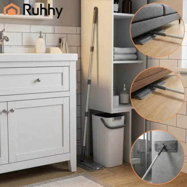 Ruhhy Dubbele emmer mop 8,5 L met wringer en 3 mophoezen voor hygiënisch 360° dweilen