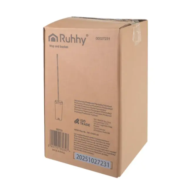 Ruhhy Dubbele emmer mop 8,5 L met wringer en 3 mophoezen voor hygiënisch 360° dweilen