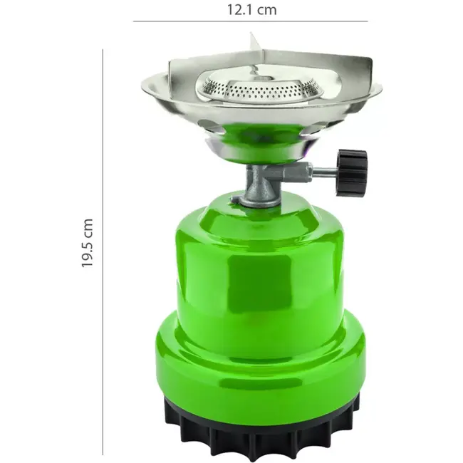 Benson Camping kookstel gas groen metaal 18,6 x 12,2 x 12,2 cm compact en ideaal voor kamperen en buiten koken
