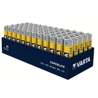 Varta AAA zink-carbon batterijen per 48 Varta Superlife 1,5 V in displaydoos