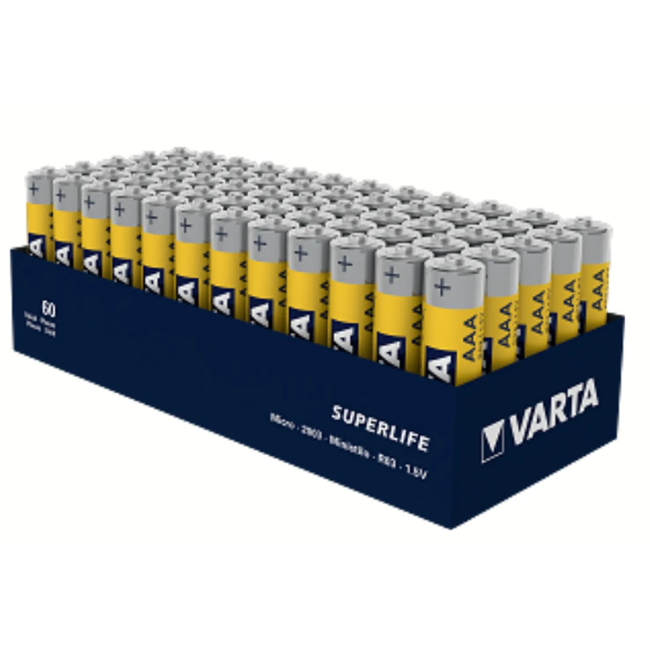 Varta AAA zink-carbon batterijen per 48 Varta Superlife 1,5 V in displaydoos