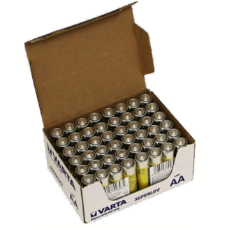 Varta AA zink-carbon batterijen per 60 Varta Superlife in doosverpakking