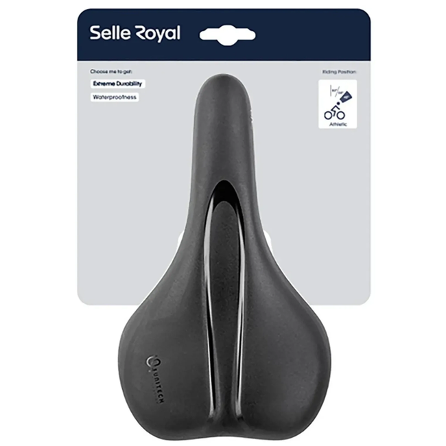 Selle Royal Zwart sport fietszadel Rio athletic met gel, centrale uitsparing en strop voor montage