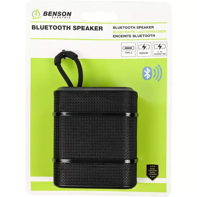 Benson Bluetooth speaker mini - 7,5x 4,2x 8,9 cm - ABS+Dacron+Siliconen - 0 A - 10 m - 5 V - 5,2 cm - 50% volume