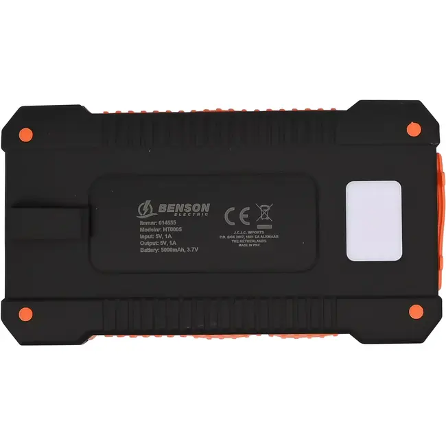 Benson Solar powerbank 5000 mAh - 7,5 x 1,8 x 13,7 cm - ABS+PP - 1A - 3,7 V - 5 V - 7 V