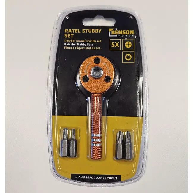 Benson Stubby Ratelset 5-delig met Ratelhouder en 4 Bits