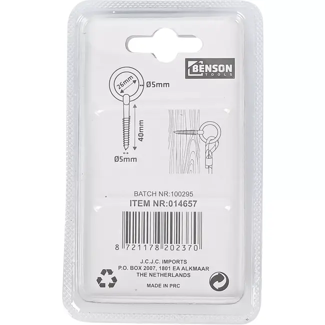 Benson Oogschroef 5 mm - 40 mm - 26 mm
