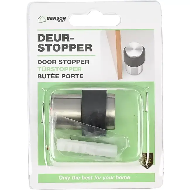 Benson Deurstopper Zilver - 40 mm - 30 mm - zink met nikkel coating en rubber