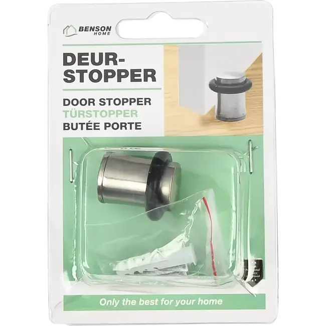 Benson Deurstopper mini Zilver - 27,5 mm - 26,5 mm - Zink met nikkel coating en rubber