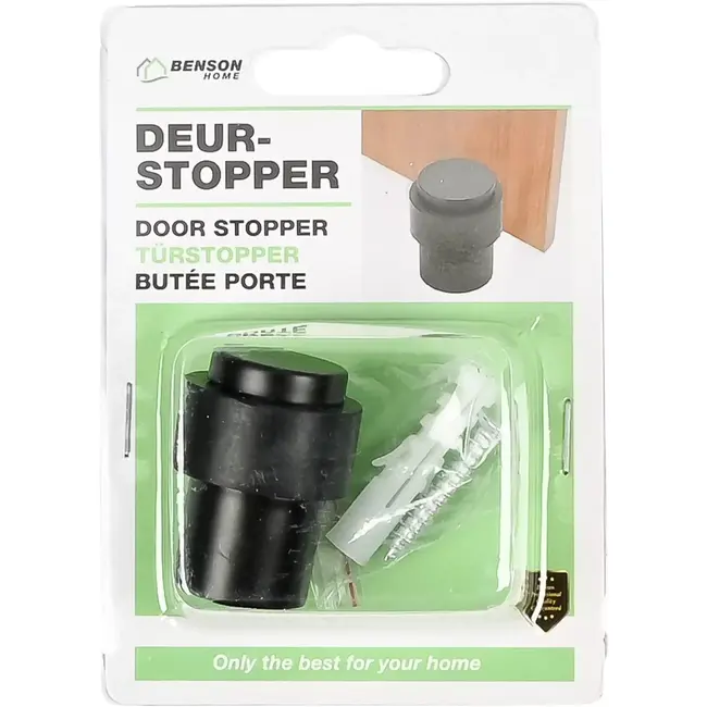 Benson Deurstopper zwart - 40 mm - 30 mm - Zink met poedercoating en rubber