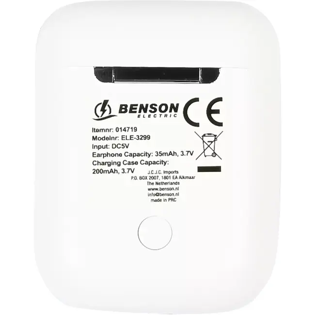 Benson Oortjes in-ear draadloos met oplaadcase - ABS - 10 m - 5 V - USB - USB-C
