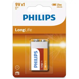 Philips Longlife 9 V batterijen - 9 v - voor elektrische klussen - voor montage en aansluiting - voor betrouwbaar vermogen