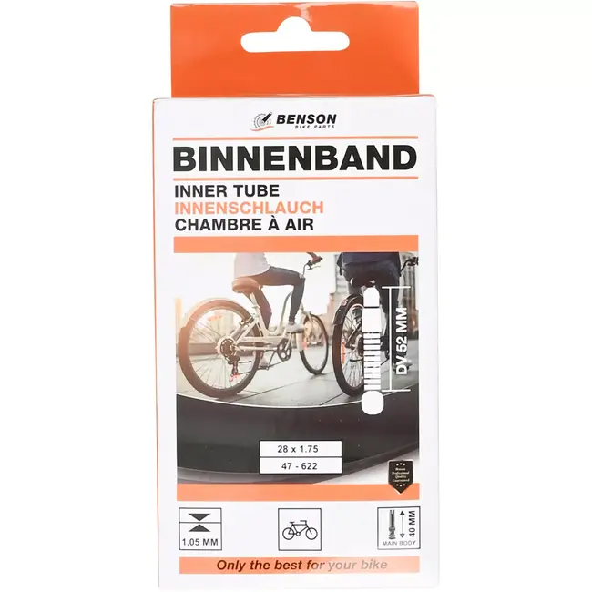 Benson Binnenband 28x 1,75 butyl - volledig gemaakt van butylrubber - 100% kwaliteit - voor fietsgebruik