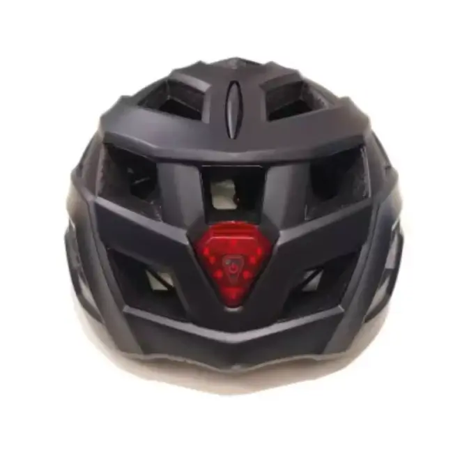 Benson Zwarte fietshelm maat M voor volwassenen met LED verlichting en ventilatiegaten