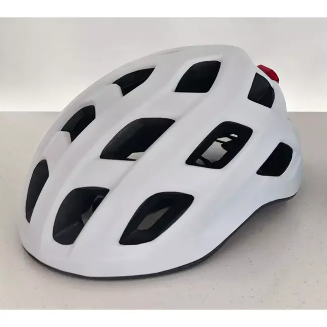 Benson Fietshelm volwassenen met verlichting wit L - maat L - 58-62 cm - wit mat - kunststof - met ventilatiegaten - verstelbaar - 62 cm - LED