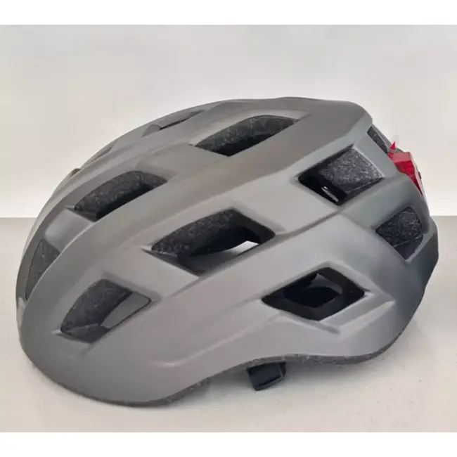 Benson Fietshelm volwassenen met verlichting grijs L - maat L - 58-62 cm - grijs mat - kunststof - met ventilatiegaten - verstelbaar - 62 cm - LED