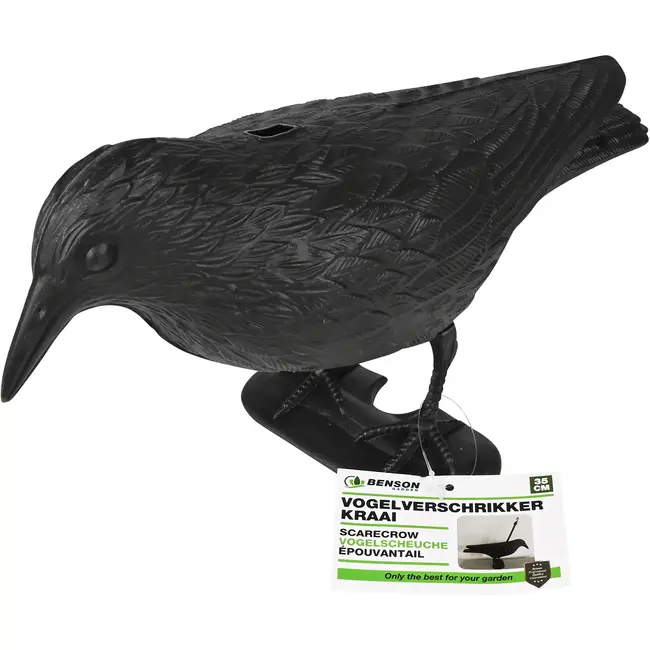 Benson Zwarte vogelverschrikker-  kraai van 35 cm - tuin, balkon, dak en caravan