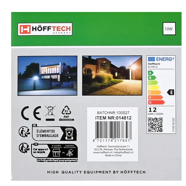 Höfftech LED straler flat 10 W - 220-240V - 80x70mm