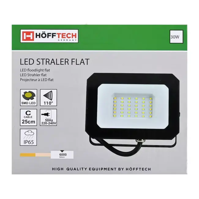Benson LED straler flat 30 W SMD - 6000 K - 140 x 100 x 23 mm - 25 cm - 220 - 240 V - 240 V - IP65