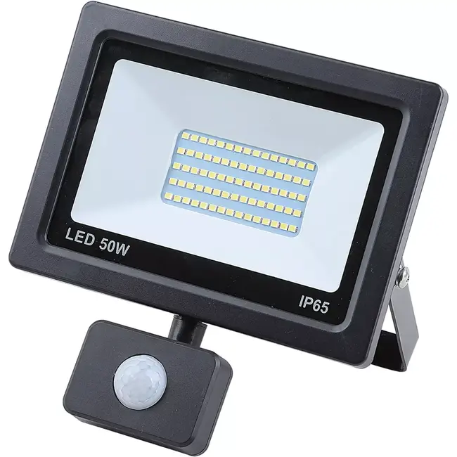 Hofftech Platte LED straler 50 W met sensor, 5000 lm en IP65 buitenlamp