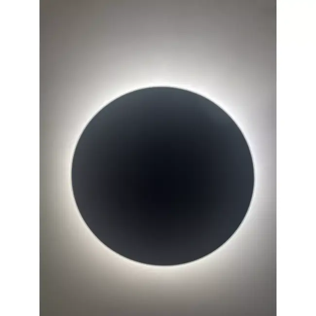 Hofftech Ronde platte wandlamp 10 W zwart met licht aan achterzijde