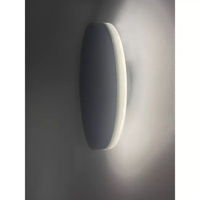 Hofftech Ronde platte wandlamp 10 W zwart met licht aan achterzijde