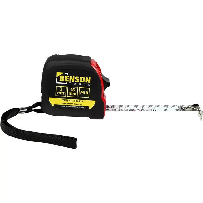 Benson Rolbandmaat 3 meter x 16 mm MID
