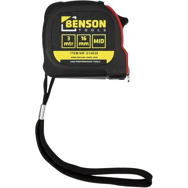 Benson Rolbandmaat 3 meter x 16 mm MID