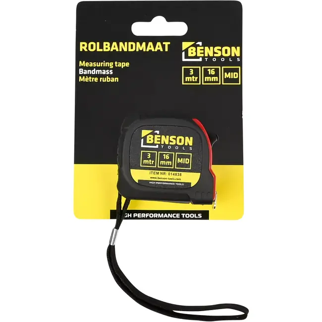Benson Rolbandmaat 3 meterx 16 mm