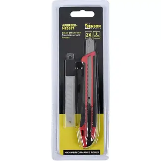 Benson Afbreekmessenset 9 mm - 2 stuks met schuifmechanisme voor precies en praktisch snijwerk