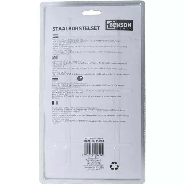 Benson Staalborstel 4-delig - met grip - met optimale controle en grip