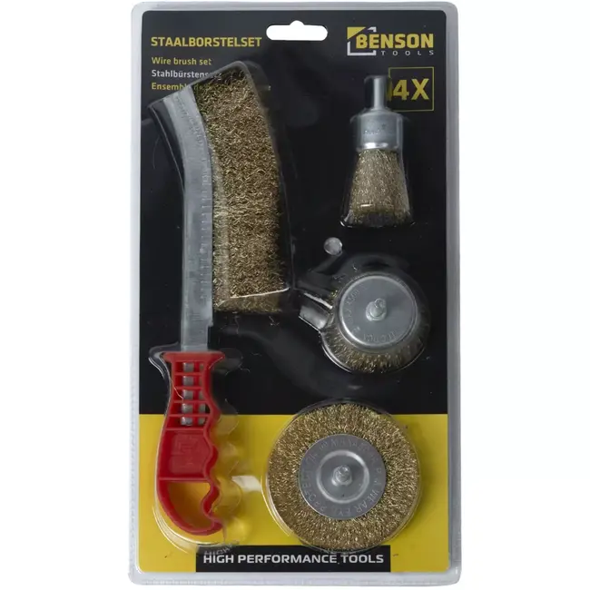 Benson Staalborstel 4-delig - met grip - met optimale controle en grip