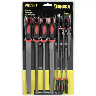 Benson Vijlset 10-delig - 4 grote vijlen en 6 precisievijlen met zwart-rode handgrepen voor klussen