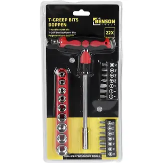 Benson T-greep bits doppen 22-delig - met grip