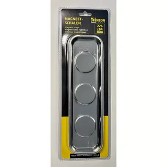 Benson Magneetschaal 226 x 64 mm - smalle metalen opvangbak met 3 magneten voor kleine onderdelen
