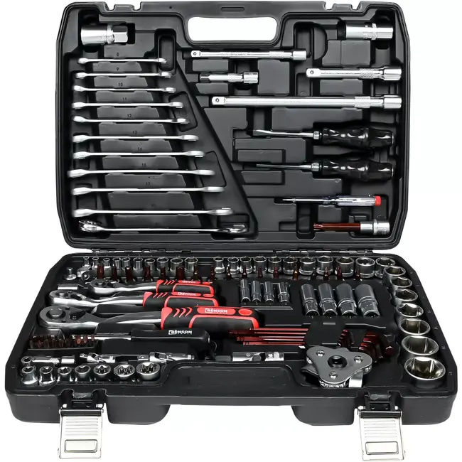Benson Gereedschapset 121-delig - 102 mm - 12 mm - 13 mm - 16 mm - 17 mm - 19 mm - 21 mm - 24 V - 32 mm - 75 l - PH1 - PH2 - PH3 - PZ1 - PZ2 - T15 - T20 - T25 - T30 - T40 - T50 - T52 - T55
