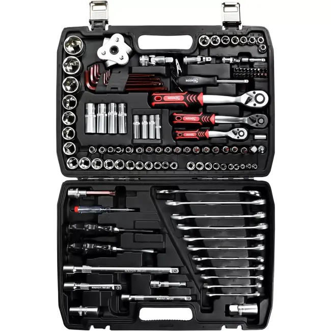 Benson Gereedschapset 121-delig - 102 mm - 12 mm - 13 mm - 16 mm - 17 mm - 19 mm - 21 mm - 24 V - 32 mm - 75 l - PH1 - PH2 - PH3 - PZ1 - PZ2 - T15 - T20 - T25 - T30 - T40 - T50 - T52 - T55