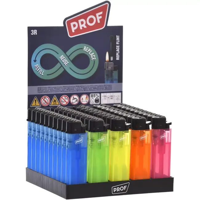 Prof Aansteker translucent navulbaar - 50 stuks