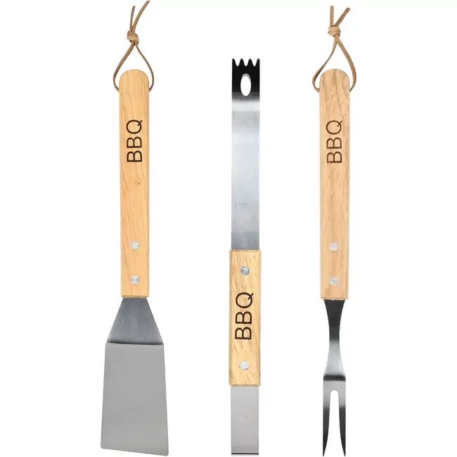 Benson BBQ accessoires 3-delig - 33 cm - RVS + hout