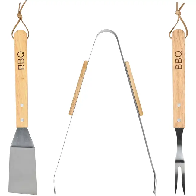 Benson BBQ accessoires 3-delig - 33 cm - RVS + hout