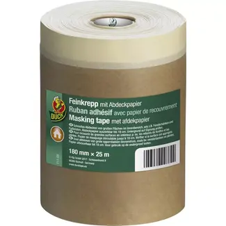 Duck Schilderstape met afdekpapier 180 mmx 25 m - 25 m - voor schilder- en afplakwerk - voor strak afplakken en schilderen