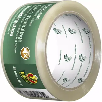 Duck Verpakkingstape transparant 48 mmx 66 m - Transparant/helder - Kunststoffolie met lijmlaag - 66 m - 48 mm - transparant