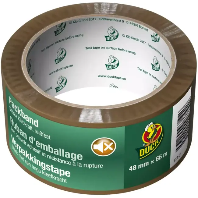Duck Verpakkingstape bruin 48 mm x 66 m - Bruin (neutraal en professioneel) - 66 meter - Sterke kunststoffolie met kleeflaag