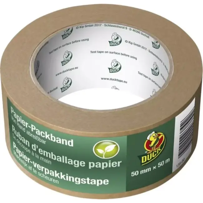 Duck Papieren verpakkingstape 50 mm x 50 m van kraftpapier voor het sluiten van kartonnen dozen