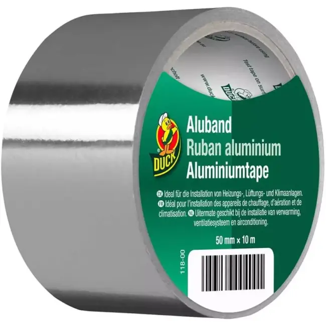 Duck Aluminium tape 50 mmx 10 m - 50 mm breed 10 m lang - Aluminiumfolie met zelfklevende bitumen- of acryllaag - met reflectie